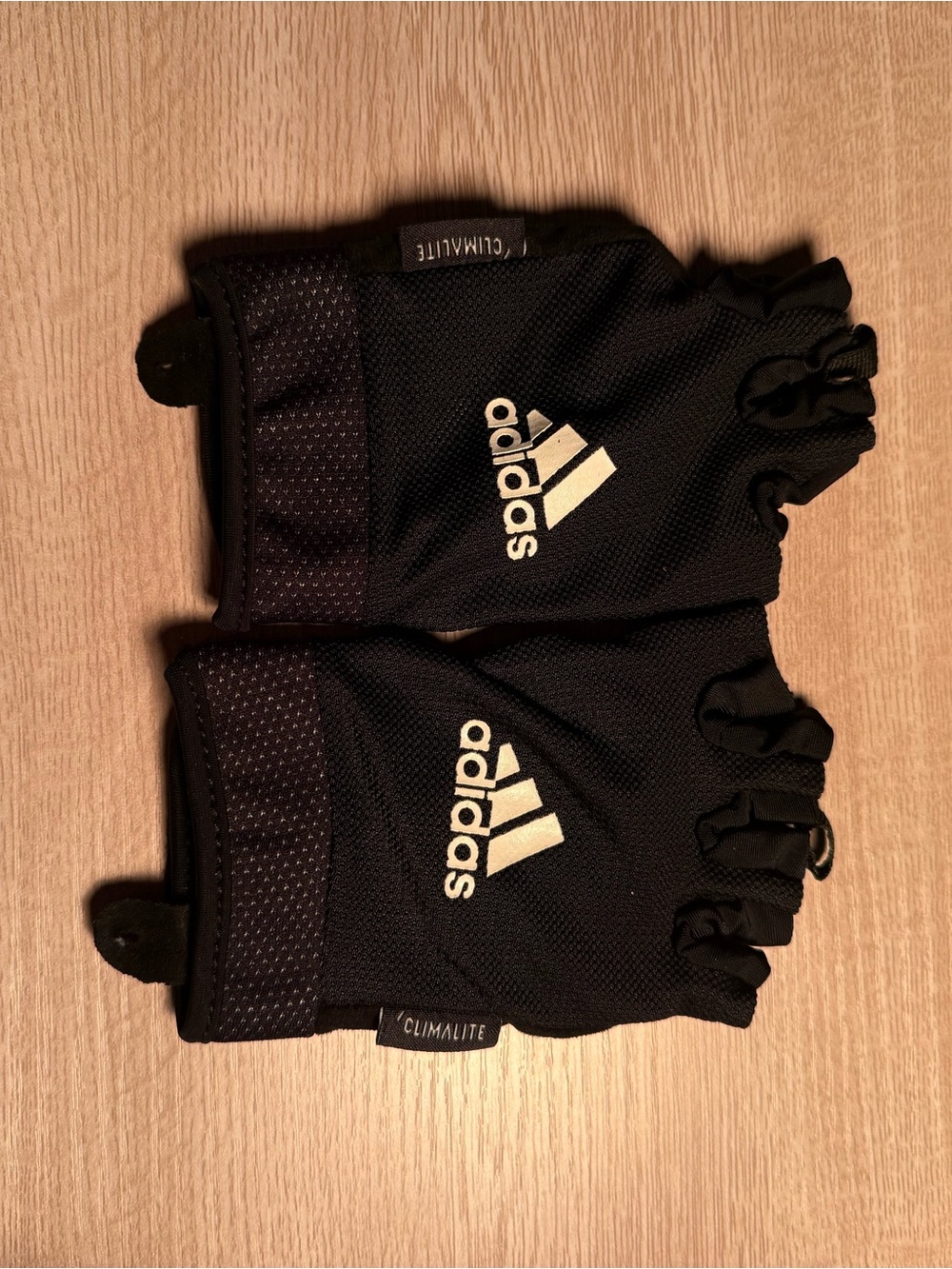 adidas Black Half-Finger Training Gloves with White Logo